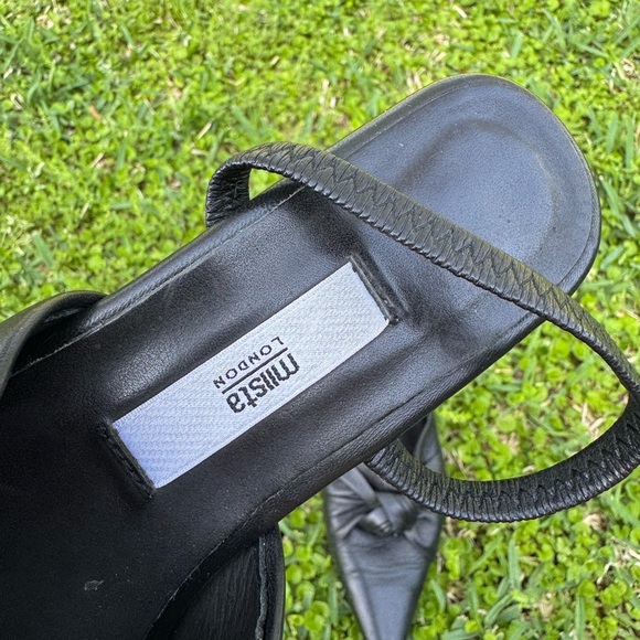 Miista black leather heeled slingback pointed shoes Size 8.5 - Picture 2 of 6